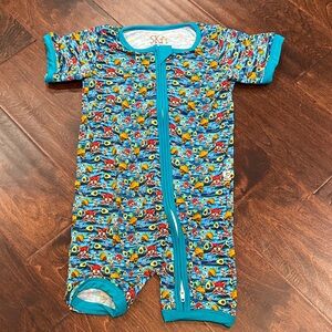 Salty Kids Adventures Bamboo Skull Print Zippered Shortie Romper 18-24m NEW